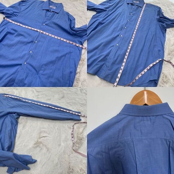 Alain Figaret Paris Button Down Dress Shirt Blue Classic size 44L - Picture 11 of 11